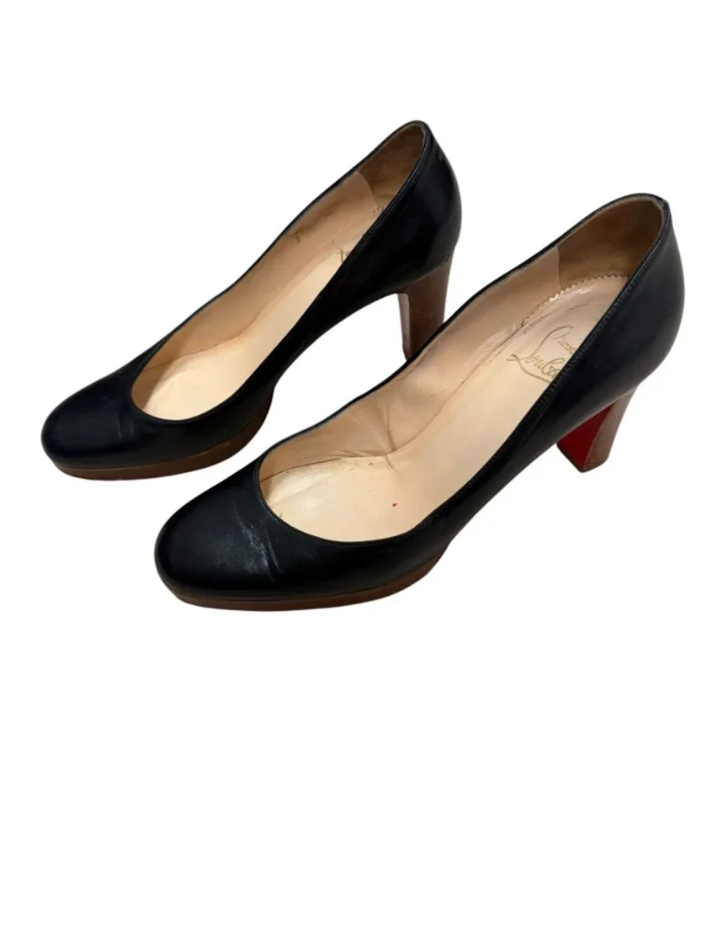 Christian Louboutin Black Leather Platform Pumps Red Sole Heels EU 40 VGUC - Picture 5 of 5